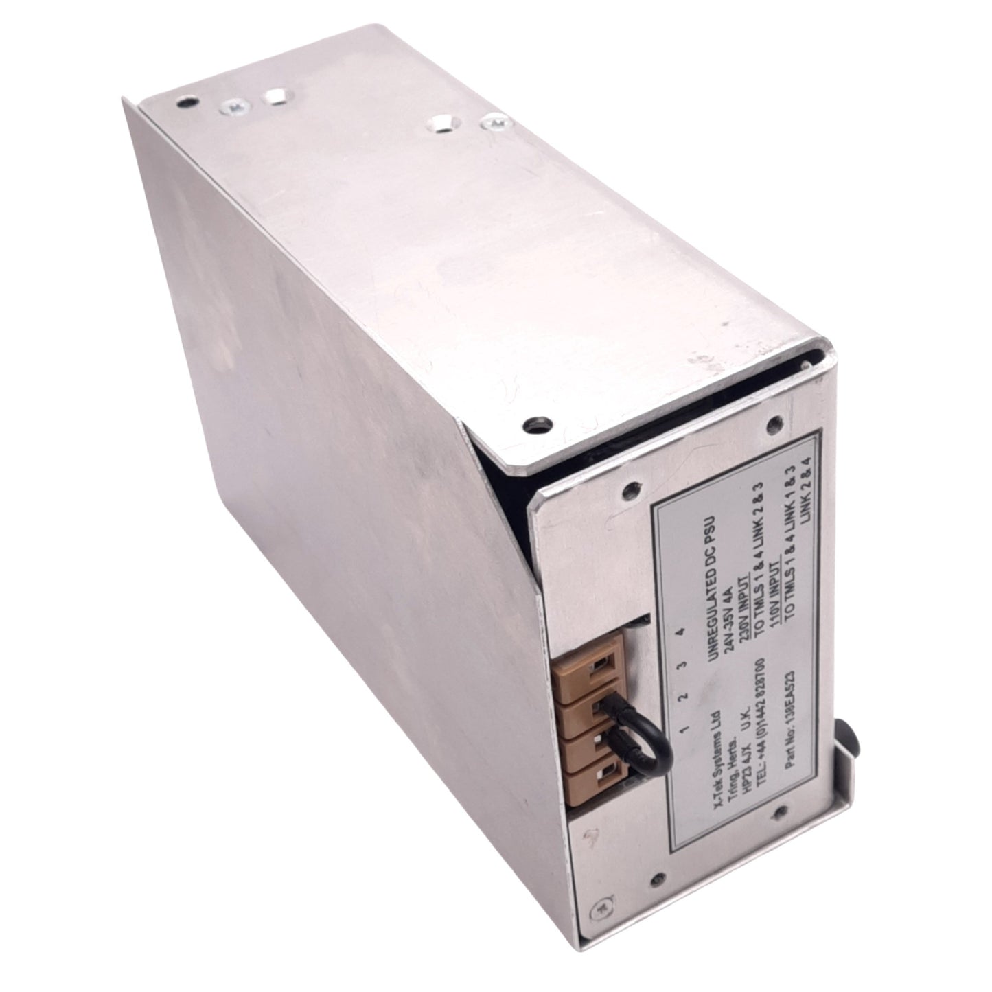 Used X-Tek 138EA523 Unregulated Power Supply, 110/230VAC In, 24-35VDC 4A Out