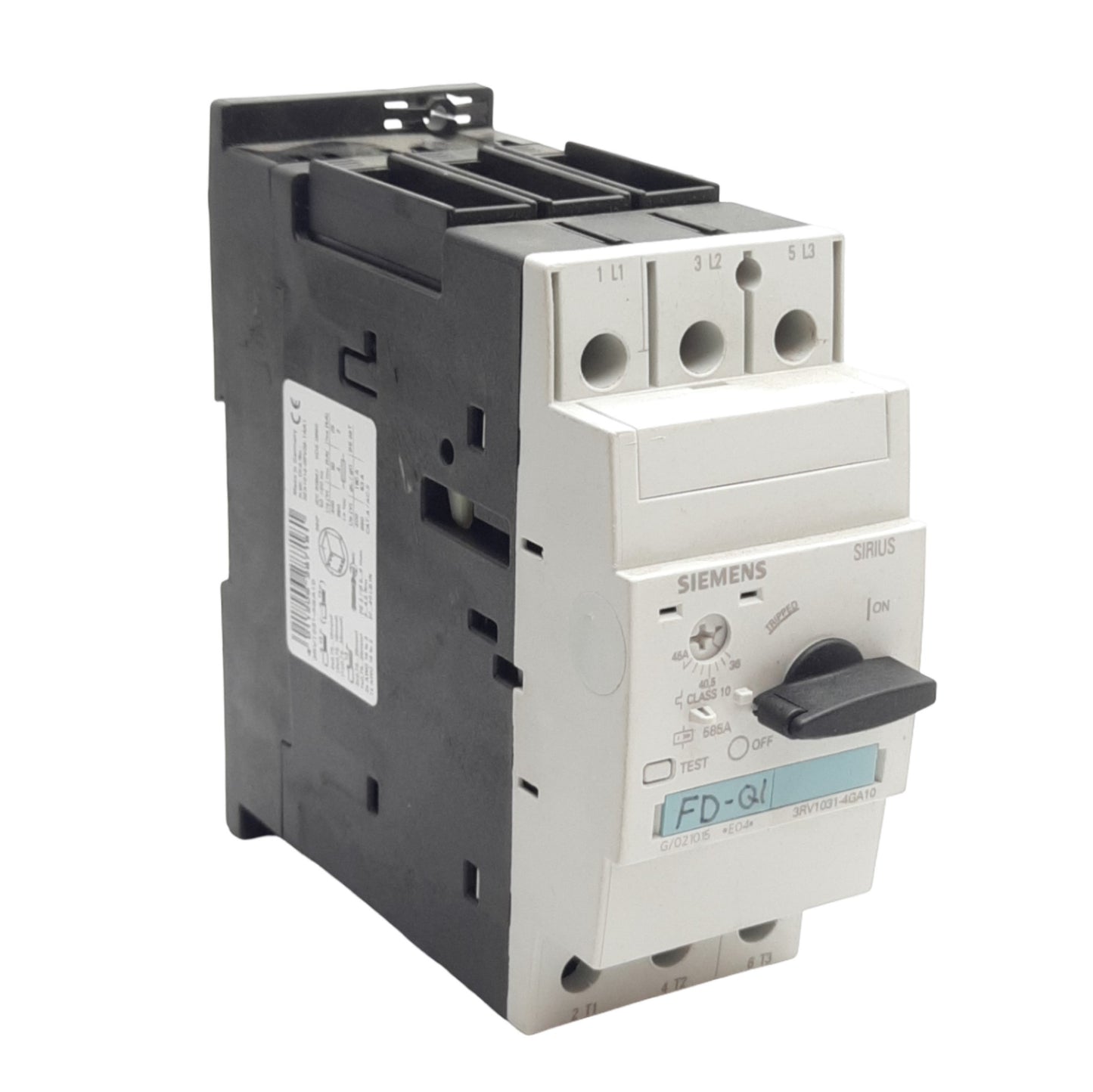 Used Siemens 3RV1031-4GA10 Motor Protection Circuit Breaker, 3-Pole, 36-45A 600VAC