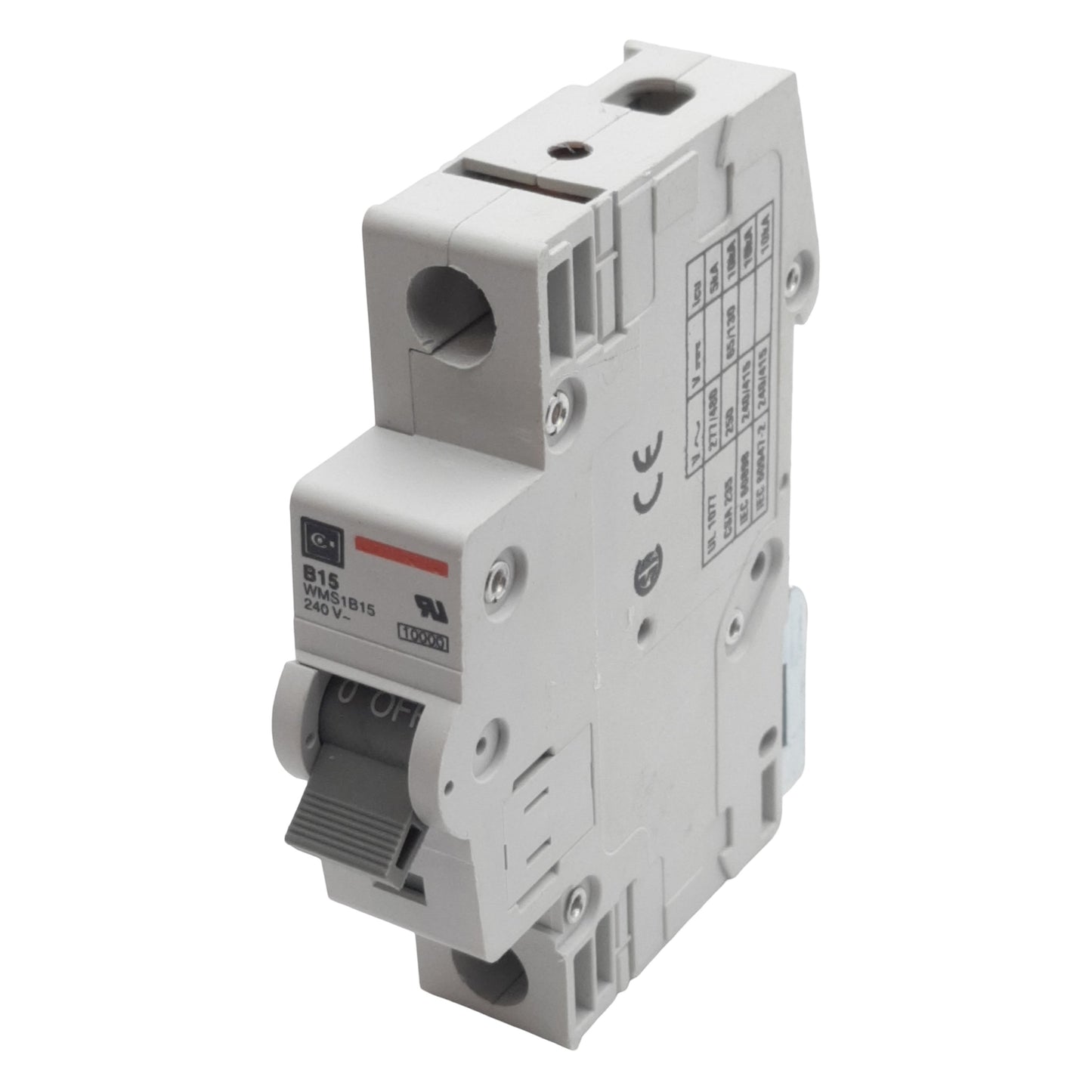 Used Lot of 2 Cutler-Hammer WMS1B15 Circuit Breaker, 1-Pole, 15A 240/415VAC, DIN Rail