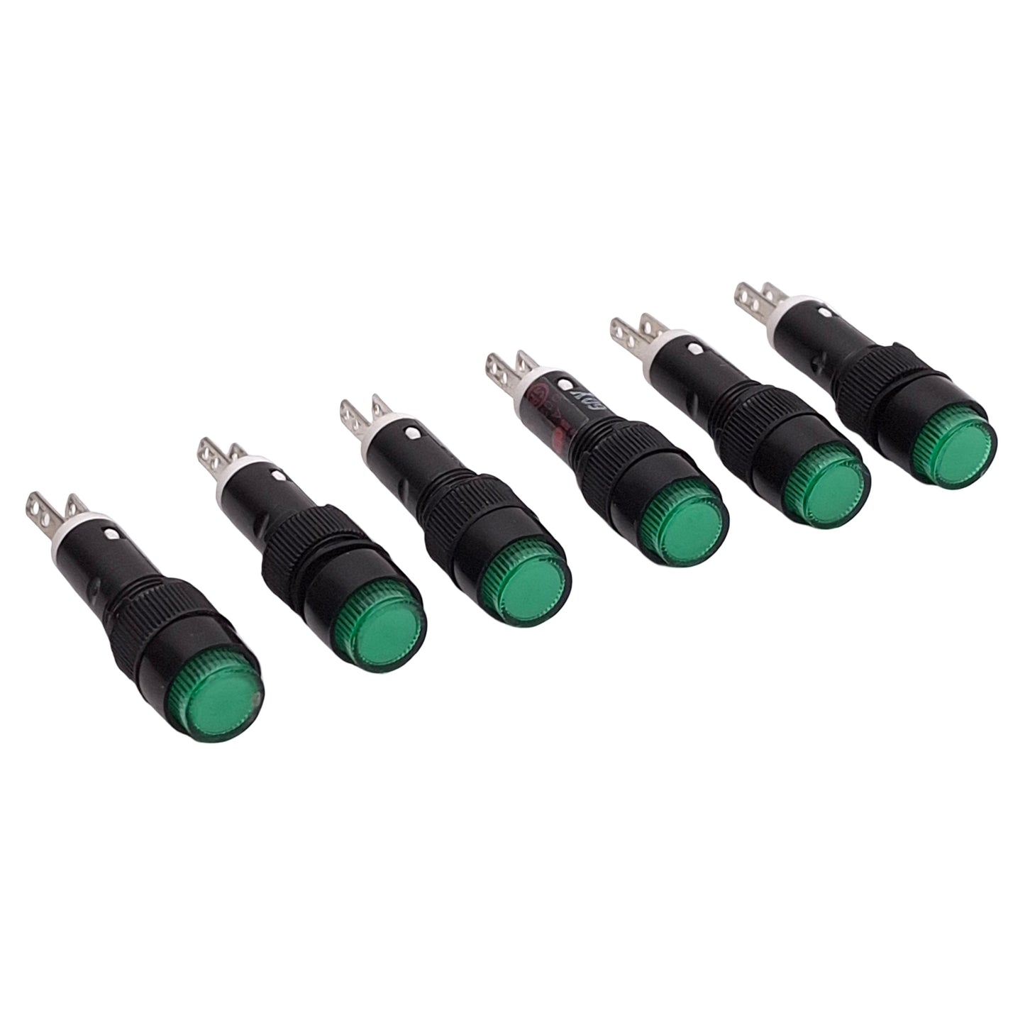 Used Lot of 6 IDEC AP8M122-G Green Miniature Pilot Light, Flat, ø8mm, 2-Blade, 24VDC