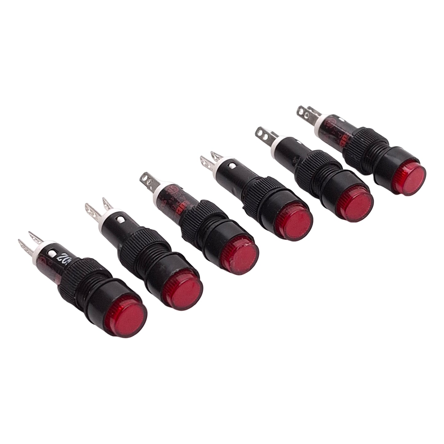 Used Lot of 6 IDEC AP8M122-R Red Miniature Pilot Light, Flat, ø8mm, 2-Blade, 24VDC