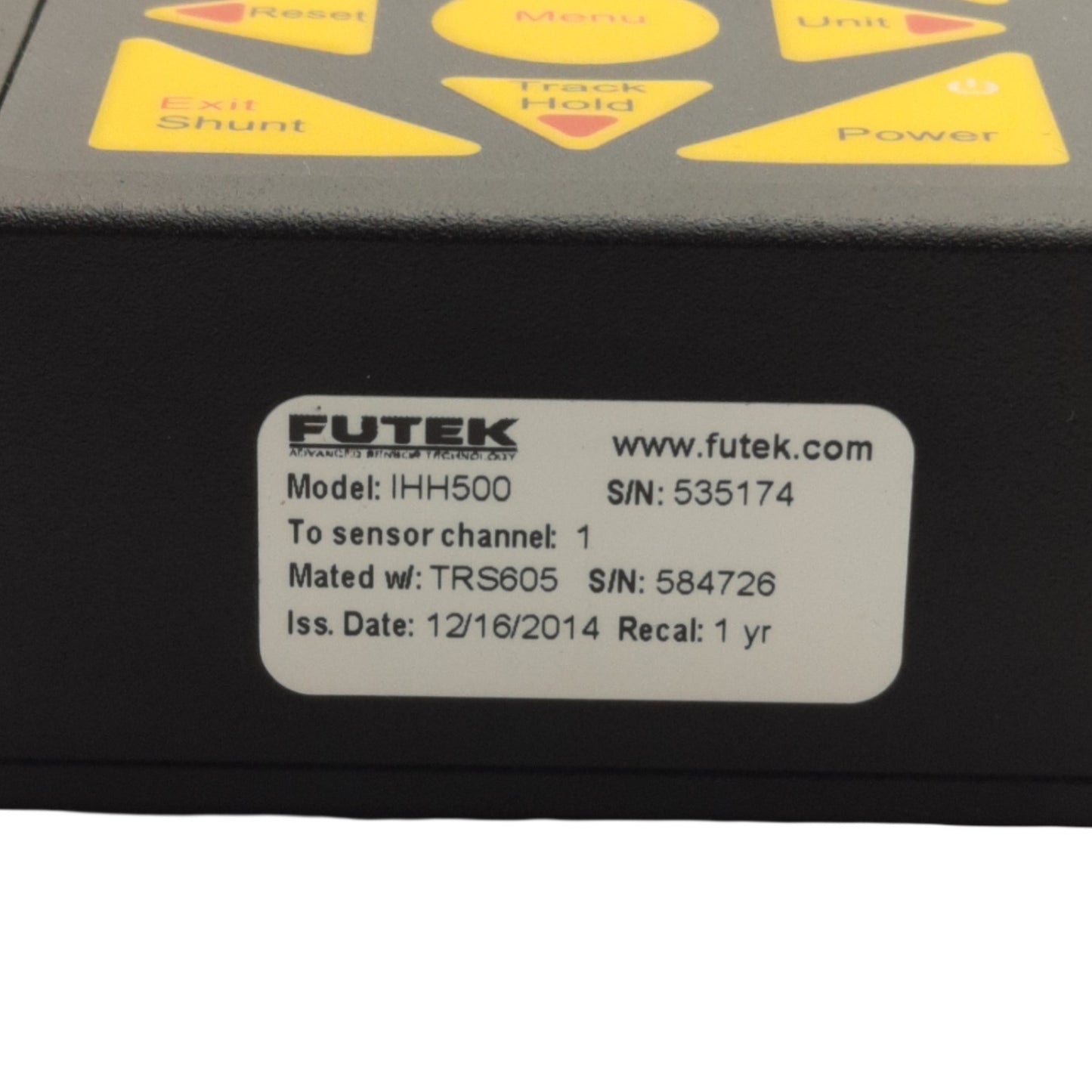 Used Futek IHH500 Load Cell & Sensor Readout, 24bit, 12VDC Input, 21k Data Points