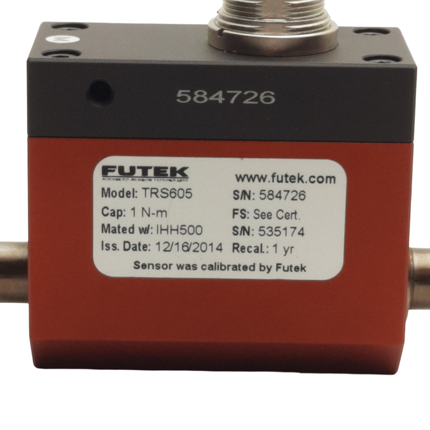 Used Futek TRS605 FSH05052 Rotary Torque Sensor, 1N-m Capacity, ø10mm Shaft, 7000RPM