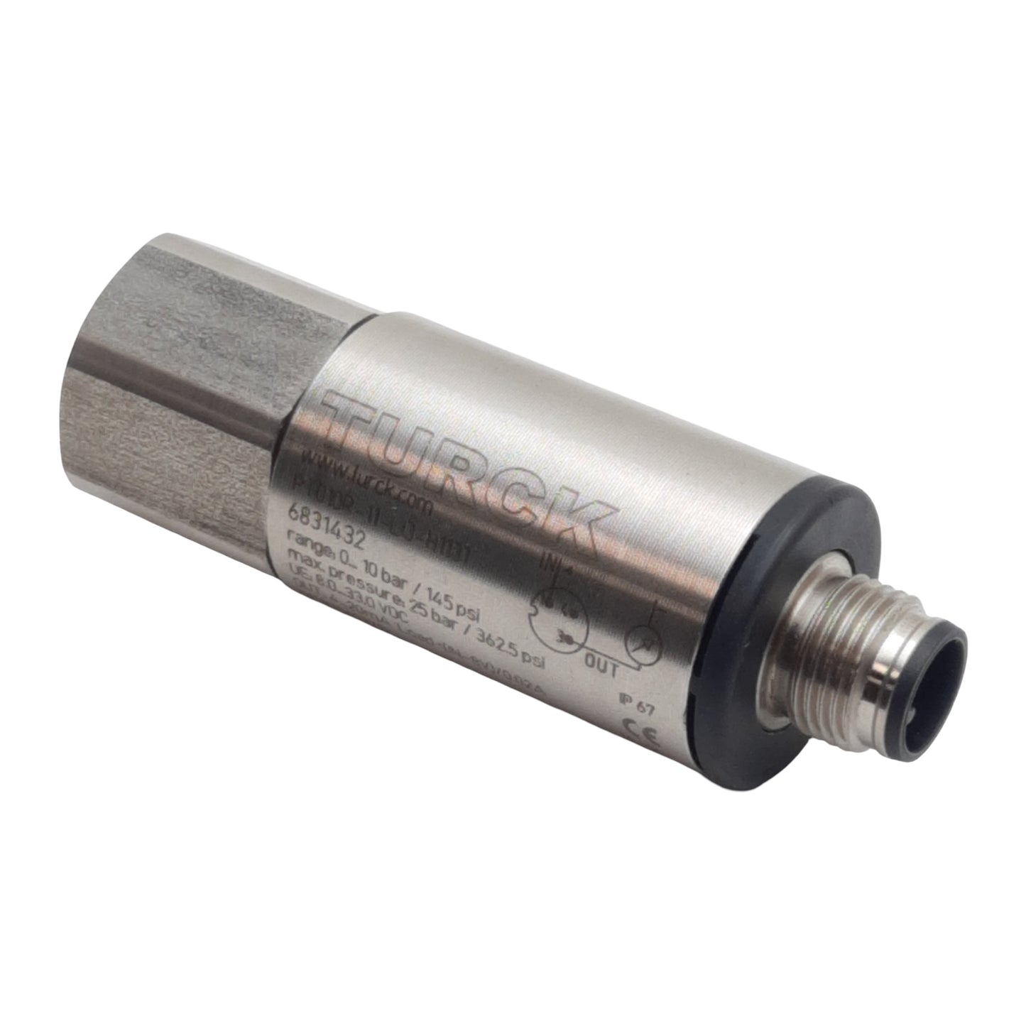 Used Turck PT010R-11-LI3-H1131 Pressure Transmitter, 4-20mA Out, 0-10bar, 3-Pin M12