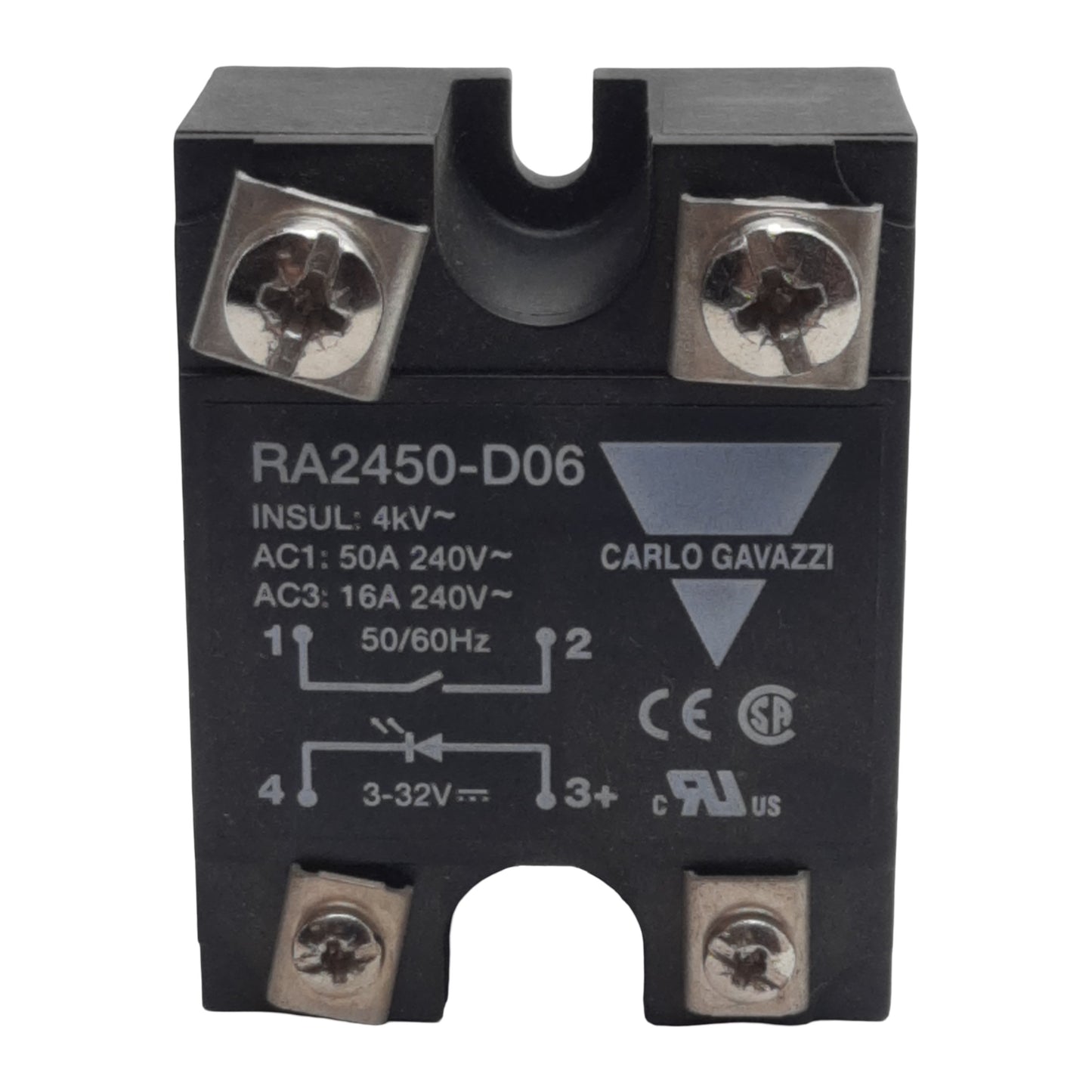 Used Carlo Gavazzi RA2450-D06 Solid-State Relay, SPST-NO, 3-32VDC In, 50A 230VAC Out