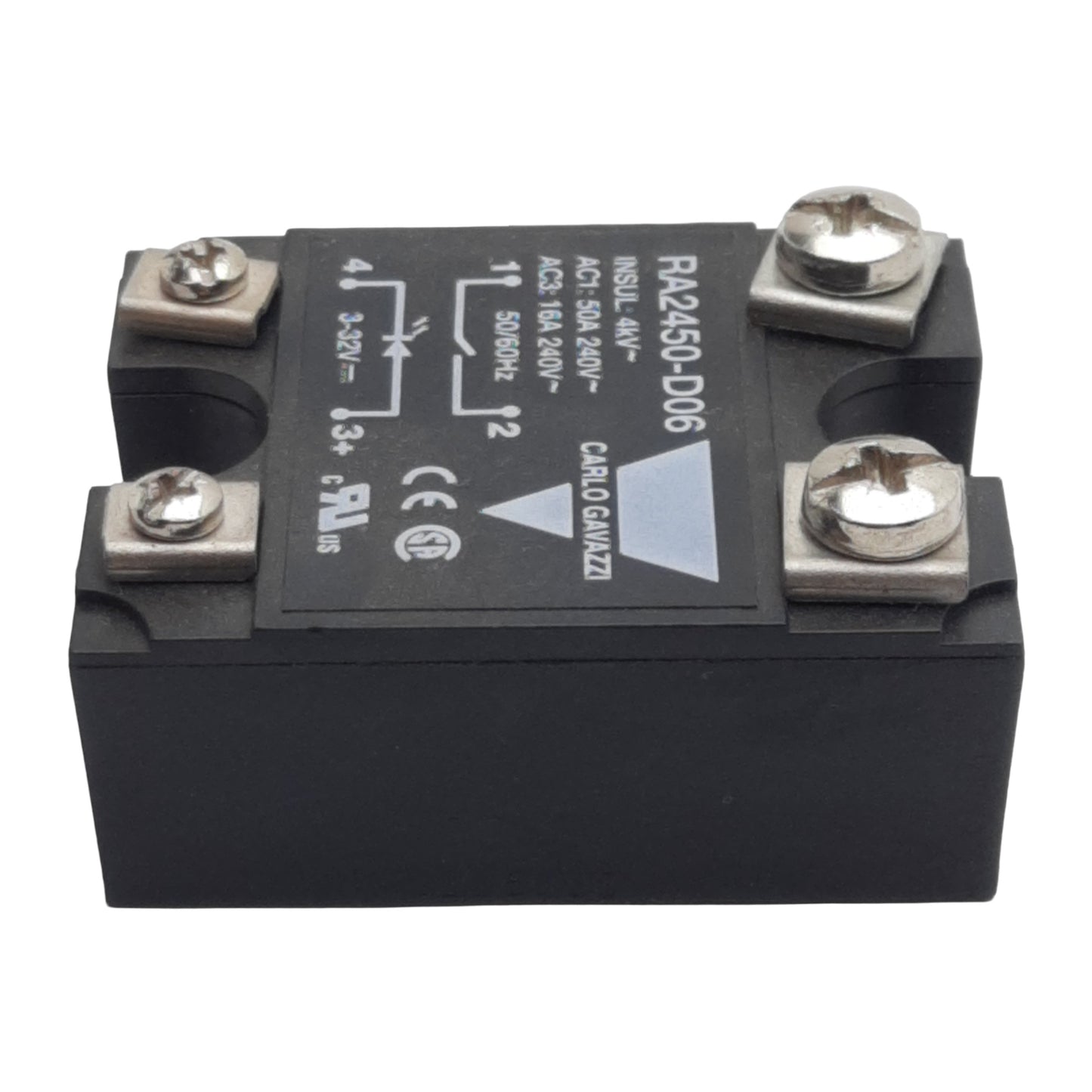 Used Carlo Gavazzi RA2450-D06 Solid-State Relay, SPST-NO, 3-32VDC In, 50A 230VAC Out