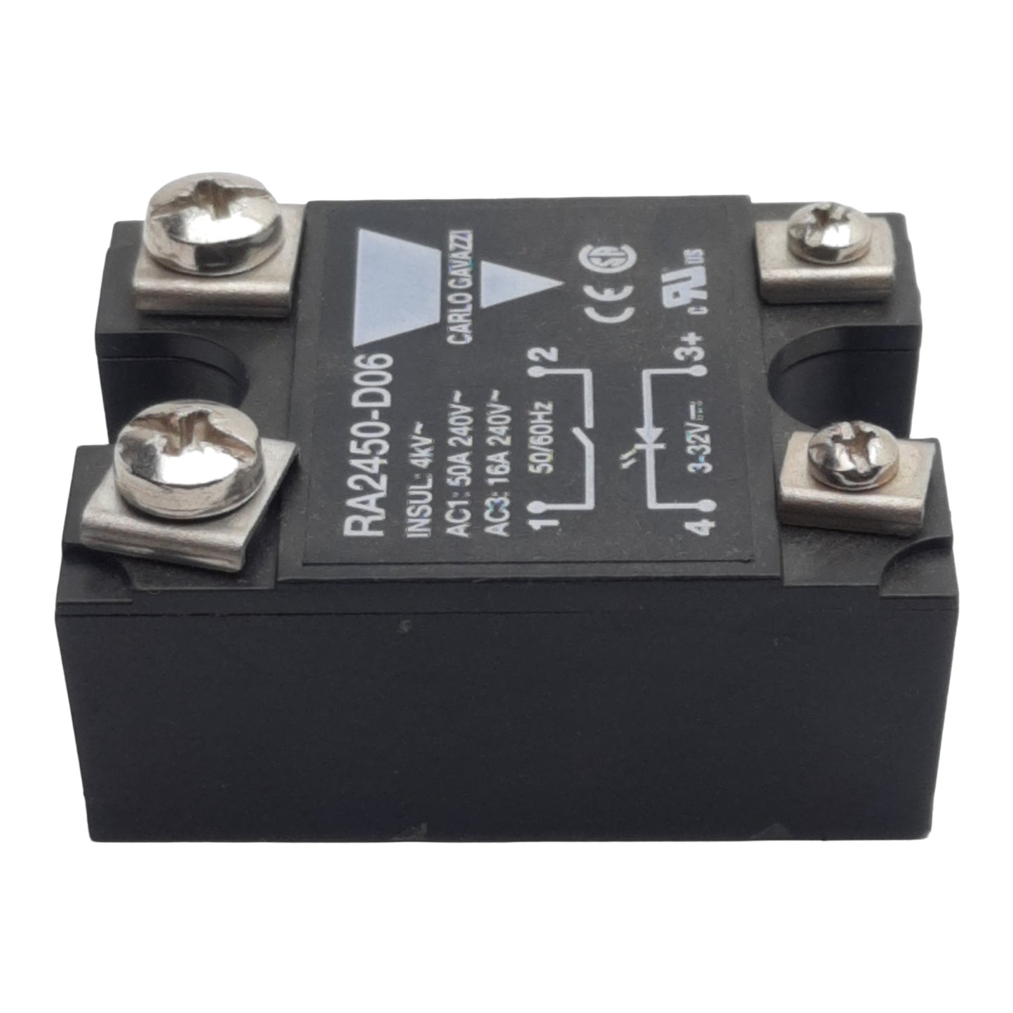 Used Carlo Gavazzi RA2450-D06 Solid-State Relay, SPST-NO, 3-32VDC In, 50A 230VAC Out