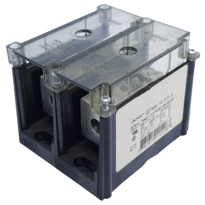 Used Burndy BDB-16-2/0-3 Power Distribution Block, 3-Pole, Run 2/0-12 AWG, 195A 600V