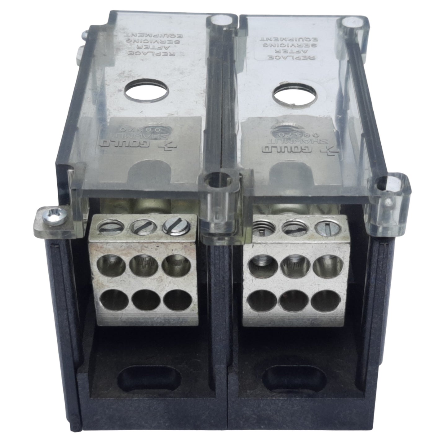 Used Burndy BDB-16-2/0-3 Power Distribution Block, 3-Pole, Run 2/0-12 AWG, 195A 600V