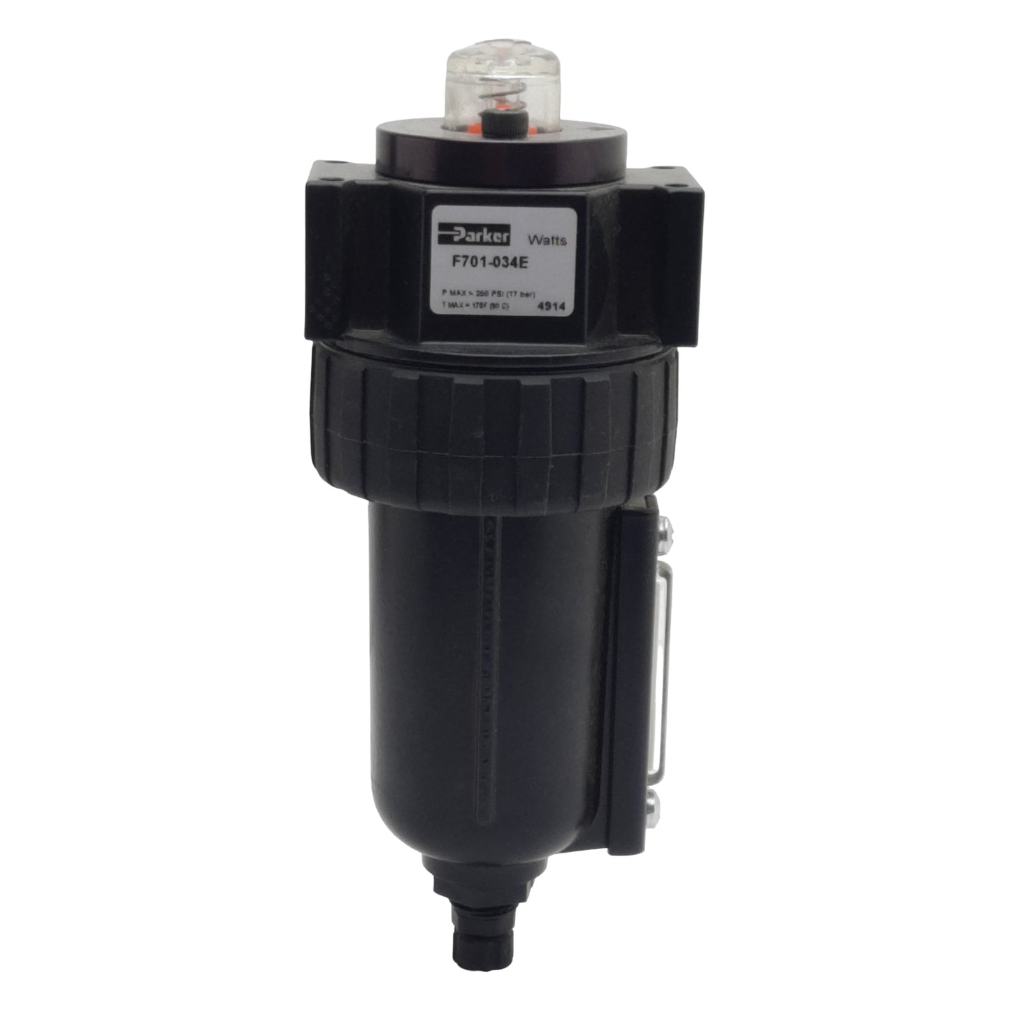 Used Parker Watts F701-034E Coalescing Filter, 3/8in NPT, 250psi, 0.01µm, 48scfm