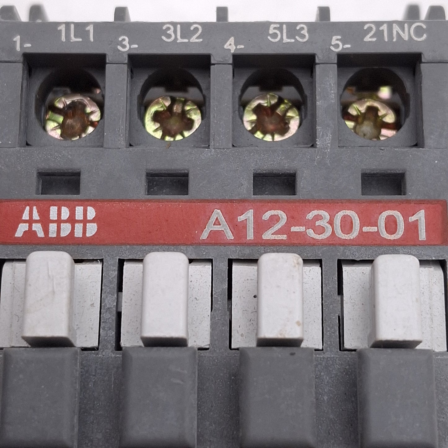 Used ABB A12-30-01 Contactor, 3-Pole + 1NC Aux, 28A, 10HP @ 600VAC, 110-120VAC Coil