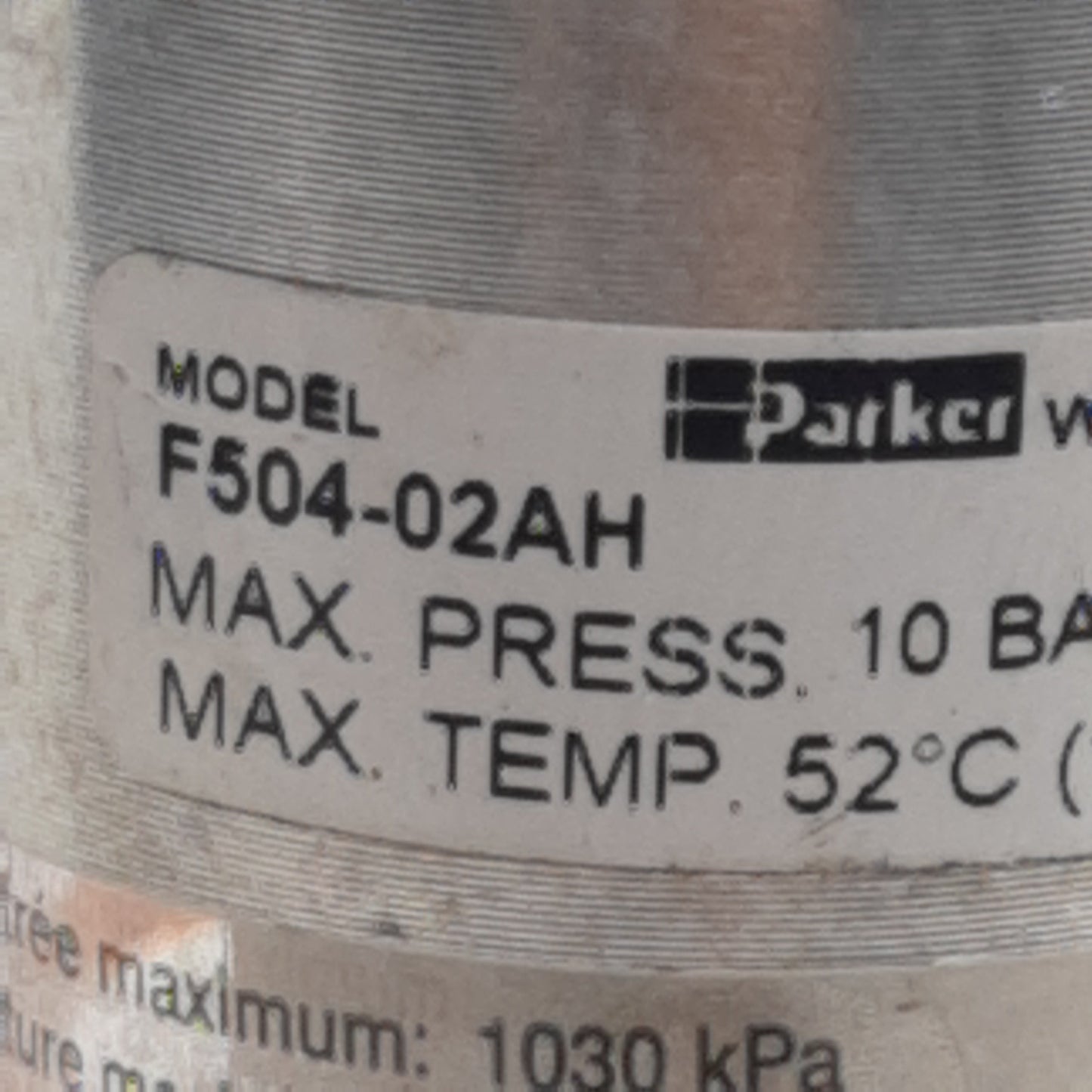 Used Parker Watts F504-02AH Mini Pneumatic Filter, 1/4in NPT, 10bar, 20µm, 22scfm