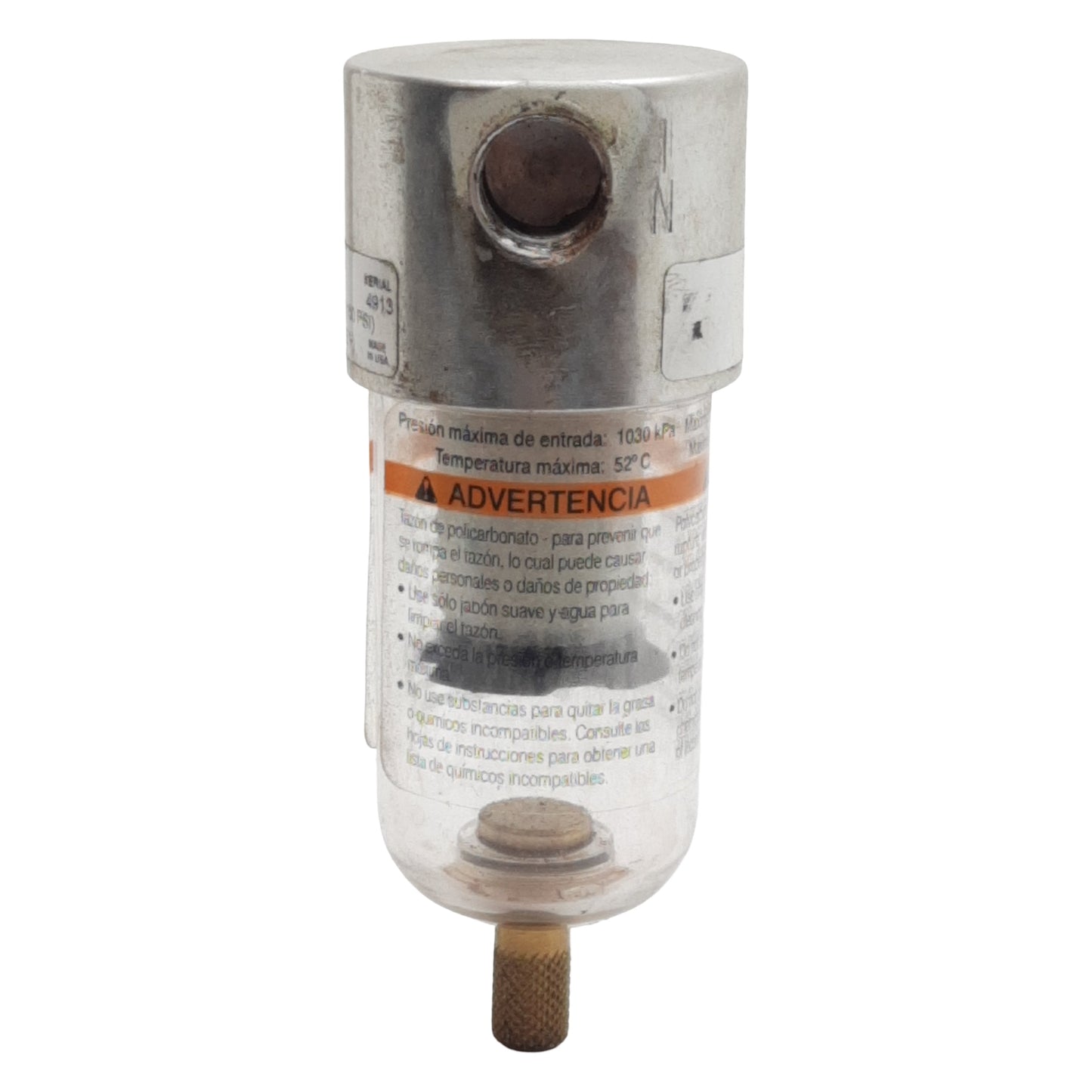 Used Parker Watts F504-02AH Mini Pneumatic Filter, 1/4in NPT, 10bar, 20µm, 22scfm