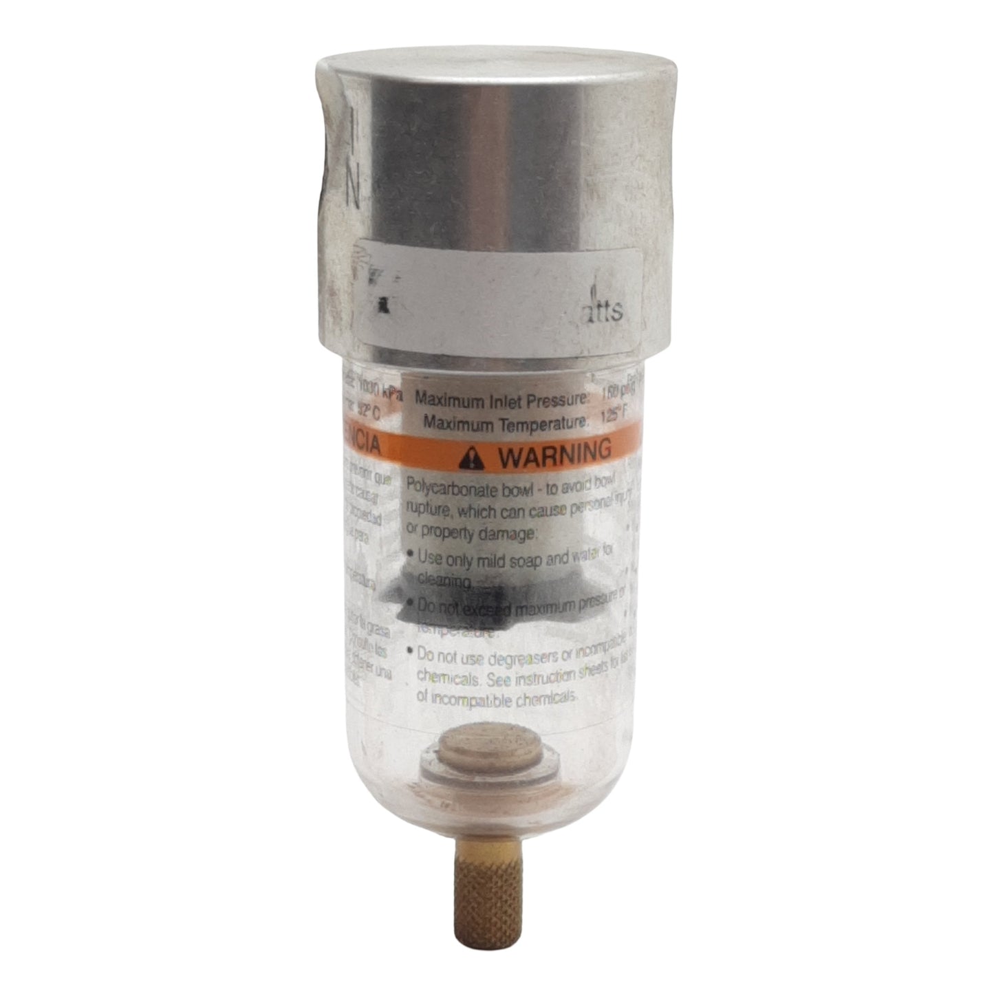 Used Parker Watts F504-02AH Mini Pneumatic Filter, 1/4in NPT, 10bar, 20µm, 22scfm