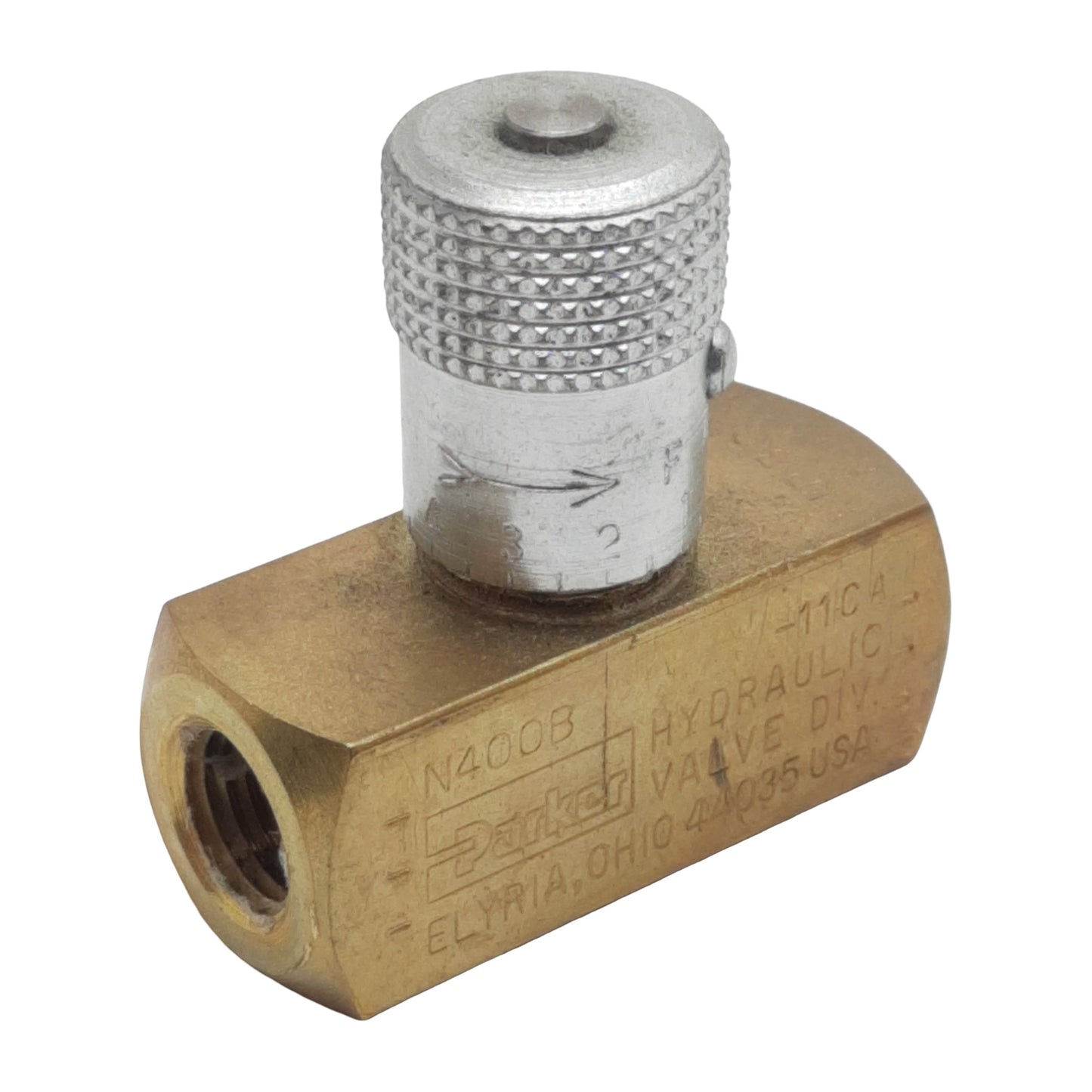 Used Parker N400B In-Line Needle Valve, 1/4in NPT Female, 2000psi Max, 19L/min