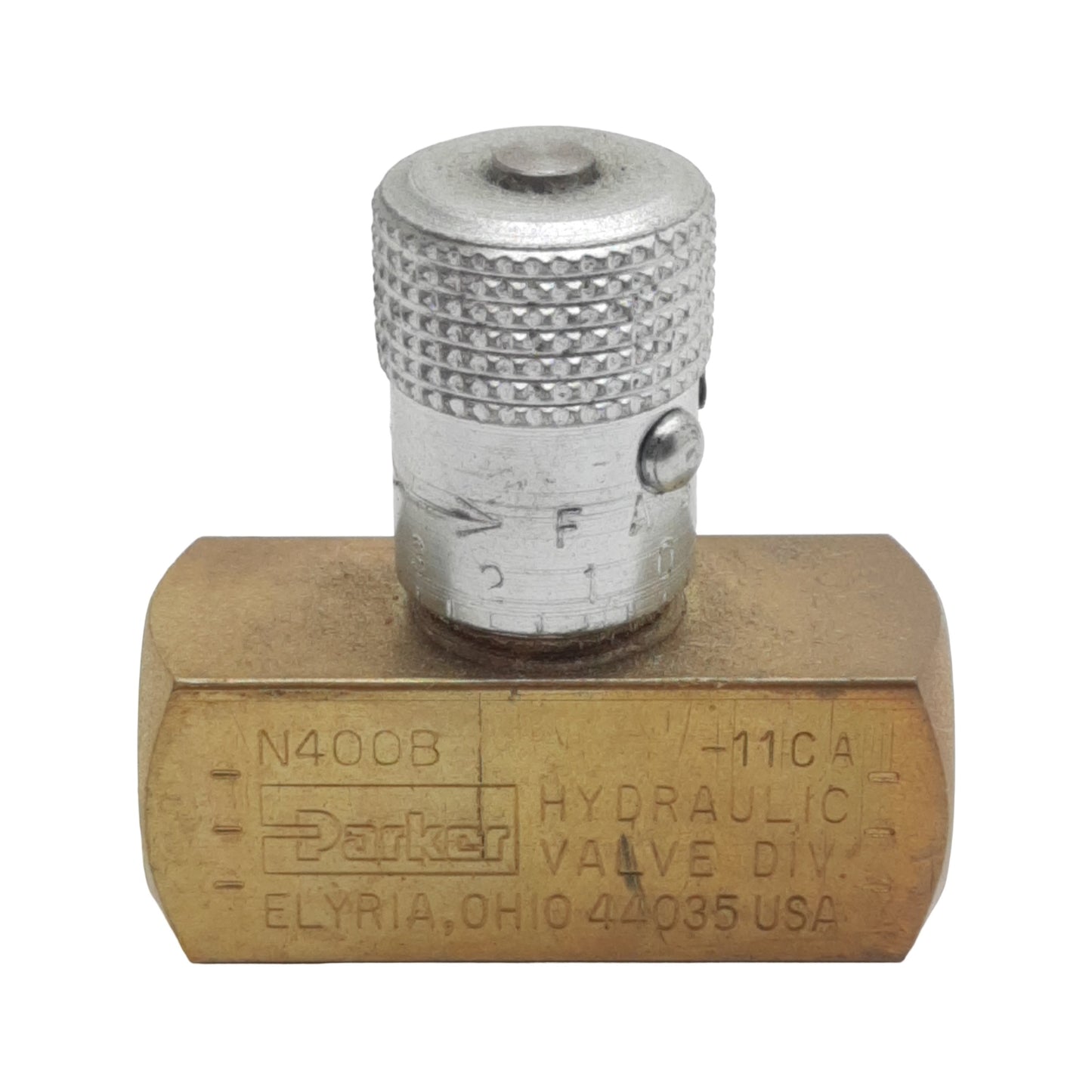 Used Parker N400B In-Line Needle Valve, 1/4in NPT Female, 2000psi Max, 19L/min