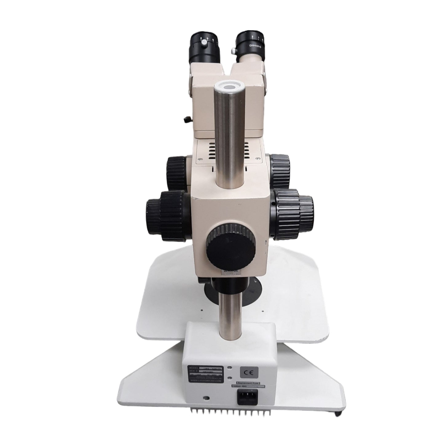 Used Olympus SZH10 Stereo Microscope With Leeds Base, 0.7x to 7x Mag, 120-240VAC
