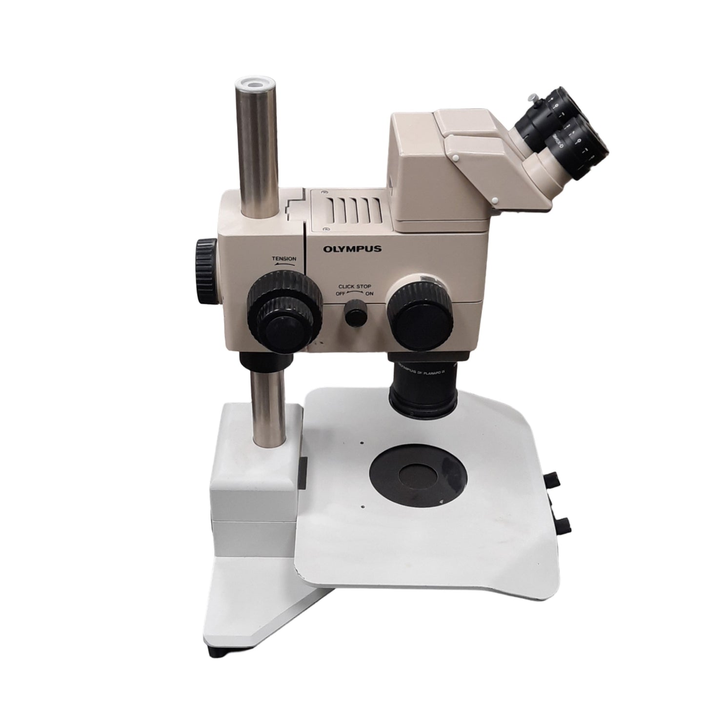 Used Olympus SZH10 Stereo Microscope With Leeds Base, 0.7x to 7x Mag, 120-240VAC