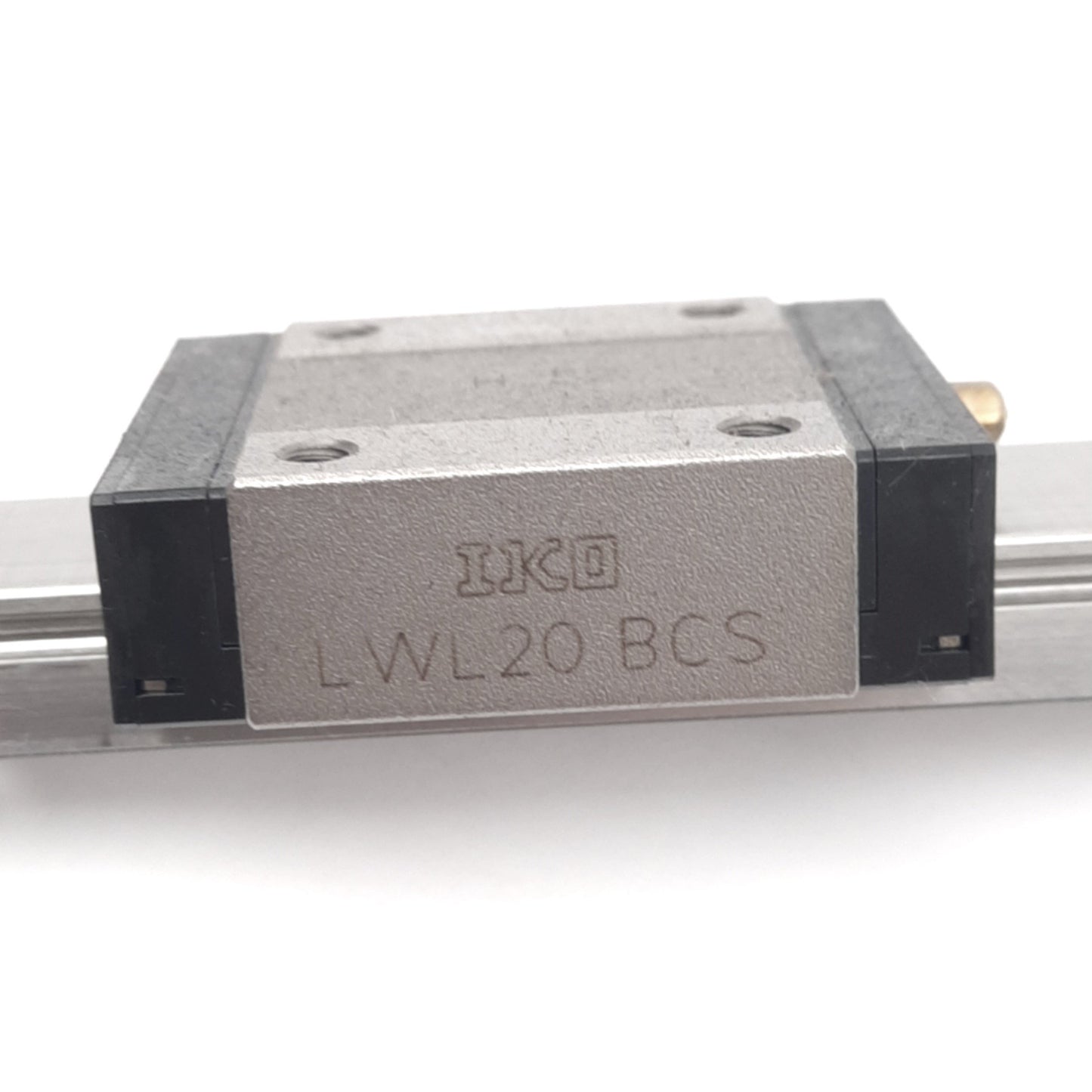Used IKO LWL20BCS (2x) Linear Guide Blocks w/ 20x720mm Rail, 40x50mm Block, 9080N Max