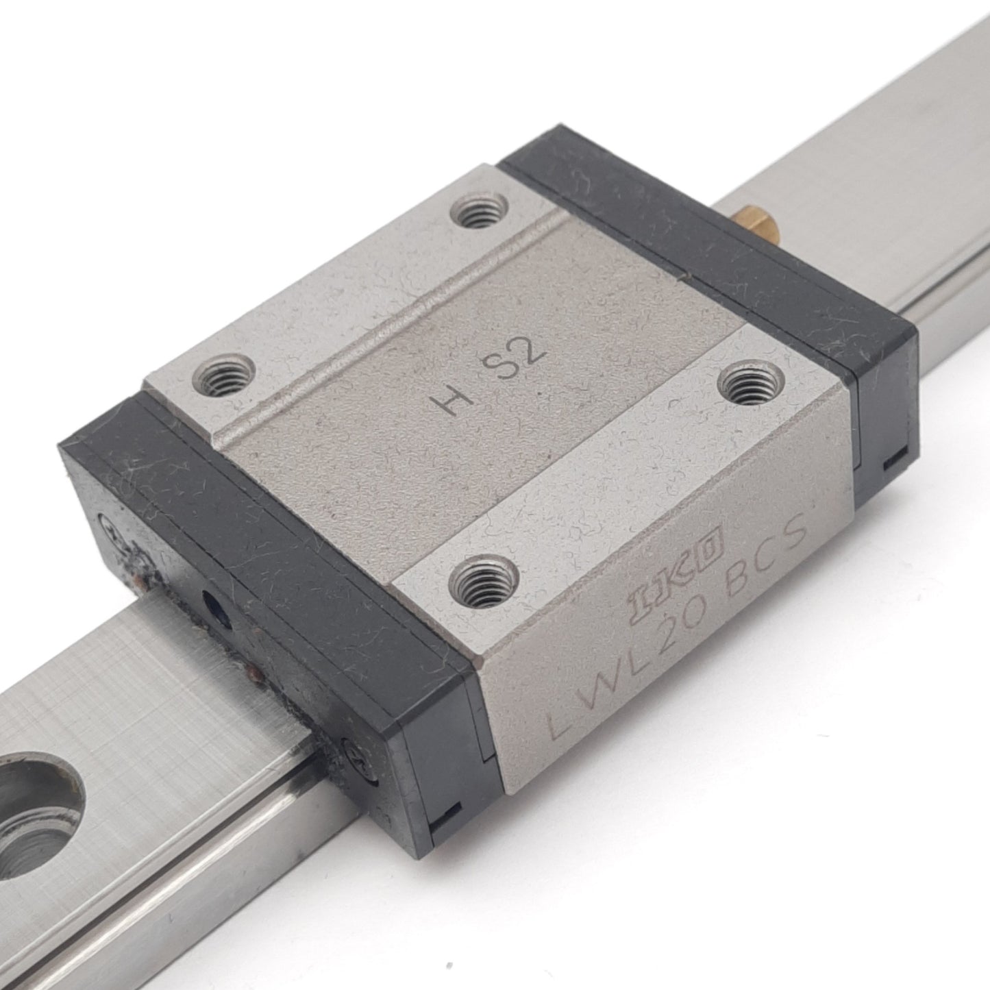 Used IKO LWL20BCS (2x) Linear Guide Blocks w/ 20x720mm Rail, 40x50mm Block, 9080N Max