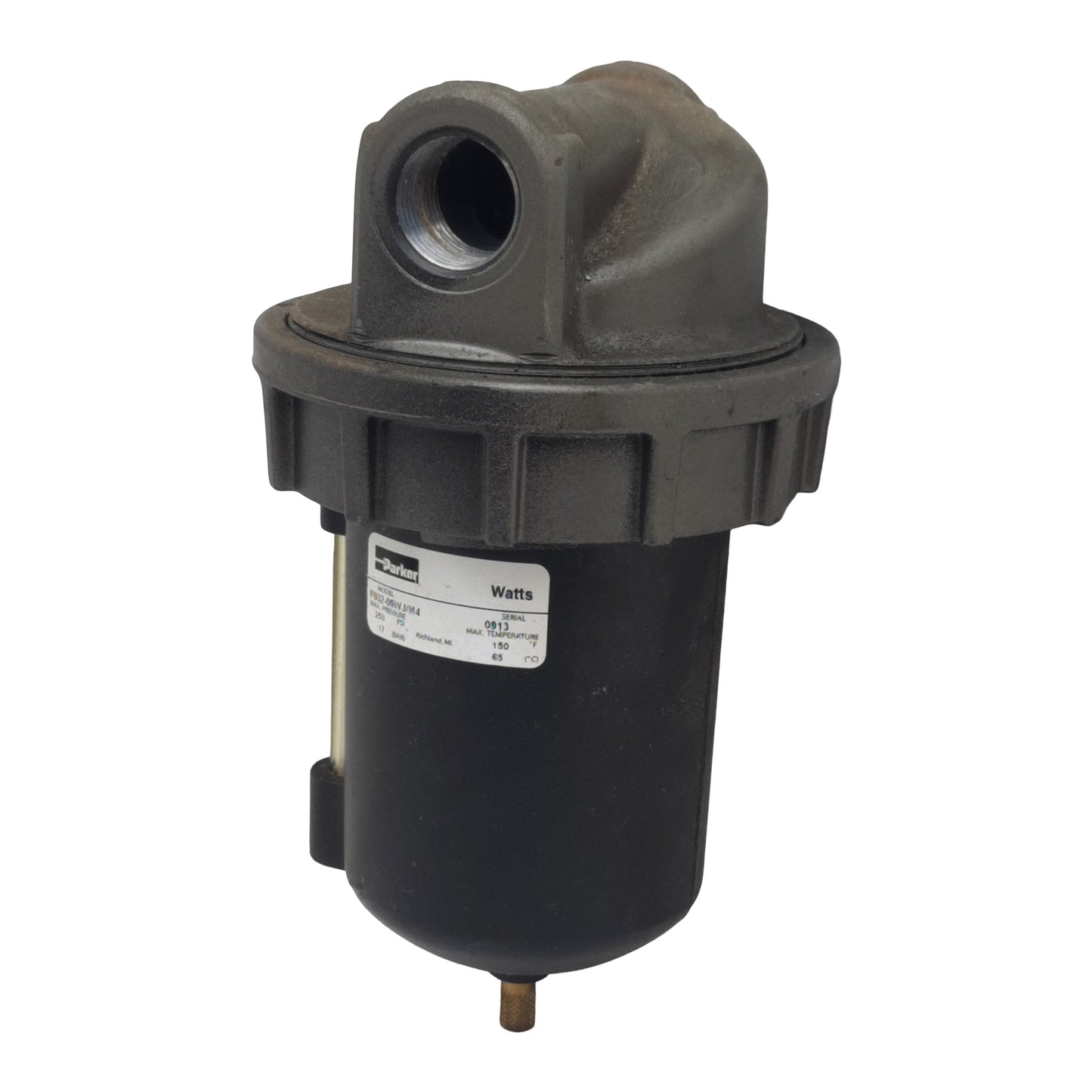 Used Parker F602-06WJ/M4 Hi-Flow Pneumatic Filter, 3/4in NPT, 250psi, 270scfm, 40µm