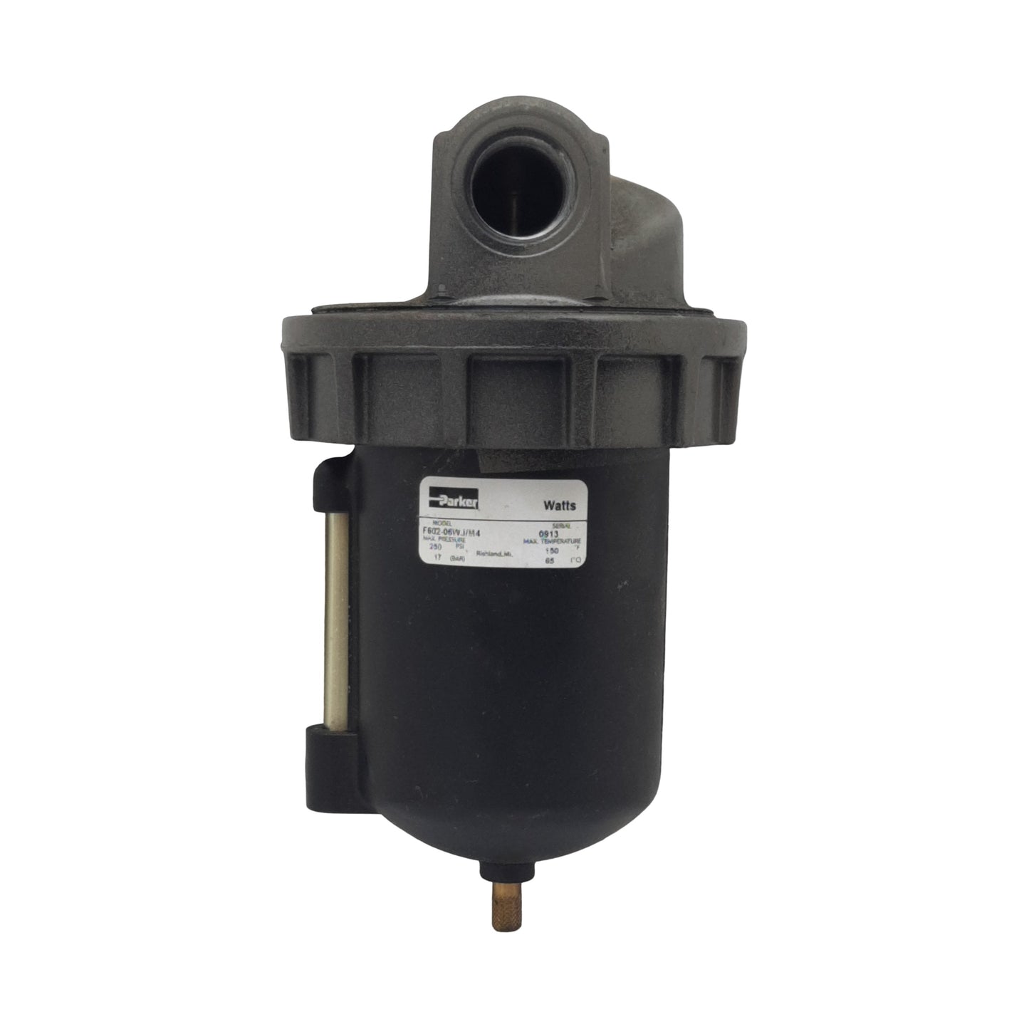 Used Parker F602-06WJ/M4 Hi-Flow Pneumatic Filter, 3/4in NPT, 250psi, 270scfm, 40µm