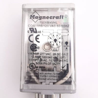New – Open box Schneider Electric 750XBXM4L-120A General Purpose Relay, 8-Pin, 110/120VAC Coil