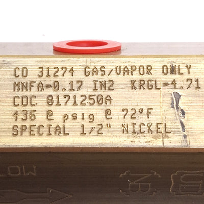 New – Open box Henry Technologies Brass Rupture Disc Assembly, 436psig @ 72°F, 1/2in NPT