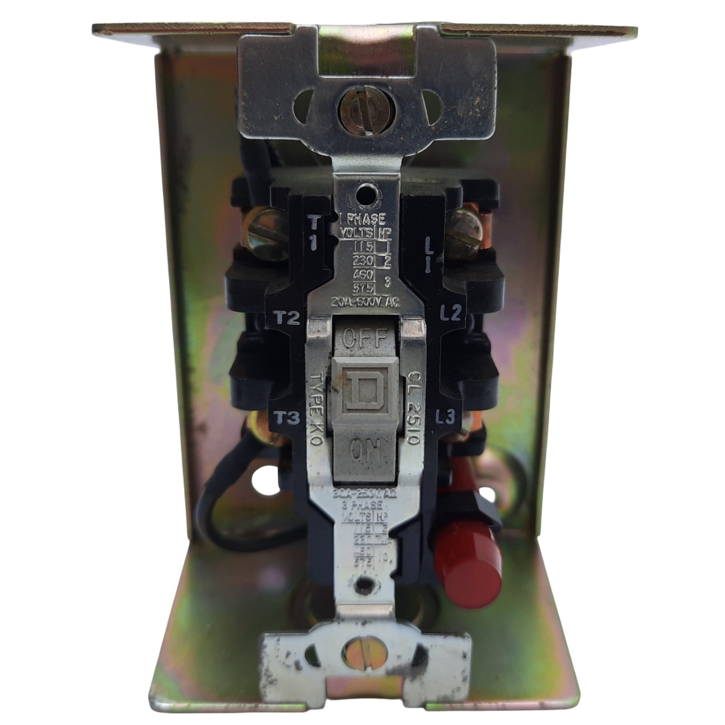 Used Square D 2510KG1A Single Unit Manual Switch, 2 Pole, 30A, 115V @1HP, 230V @ 2HP