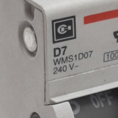 Used Cutler-Hammer WMS1D07 Circuit Breaker, 1-Pole, 7A 240/415VAC, DIN Rail