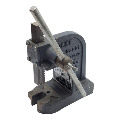 Used Dake No. 001 Single Leverage Arbor Press, 1 ton Capacity, *No Table Plate*