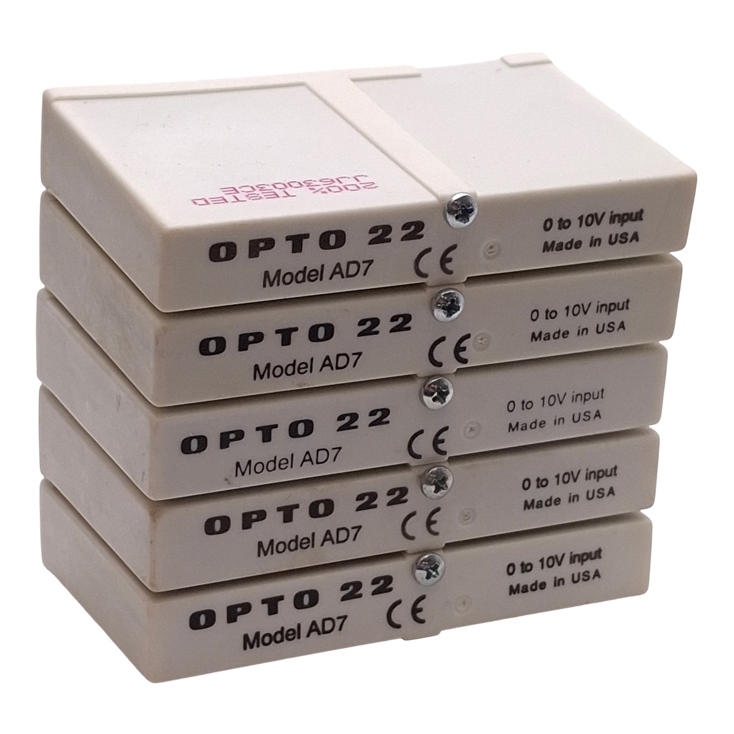 Used Lot of 5 Opto 22 AD7 Standard Voltage Input Module, 0-10VDC Input, 9-Pin