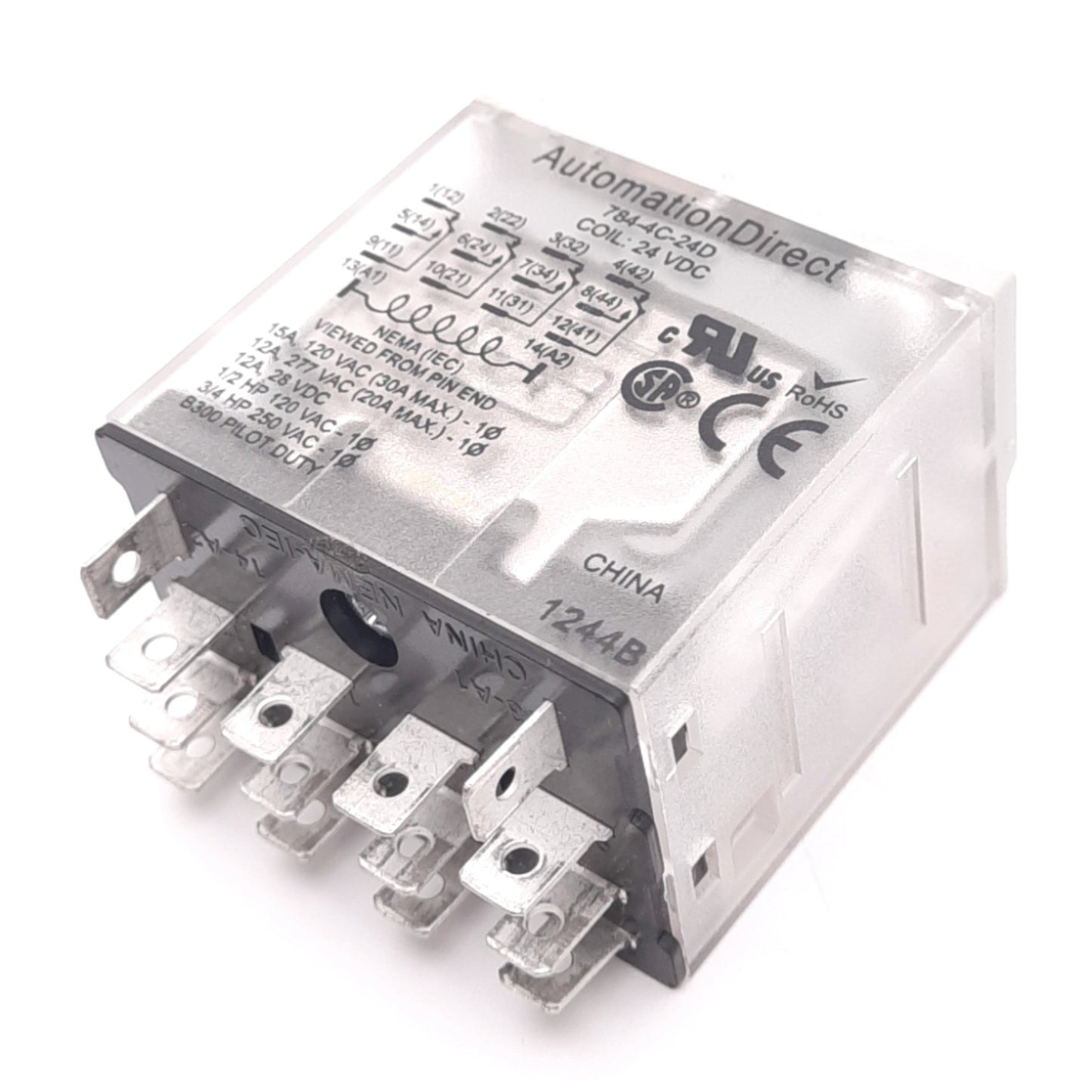New Automation Direct 784-4C-24D Ice-Cube Plug-In Relay, 4PDT, 14-Pin, 24VDC Coil