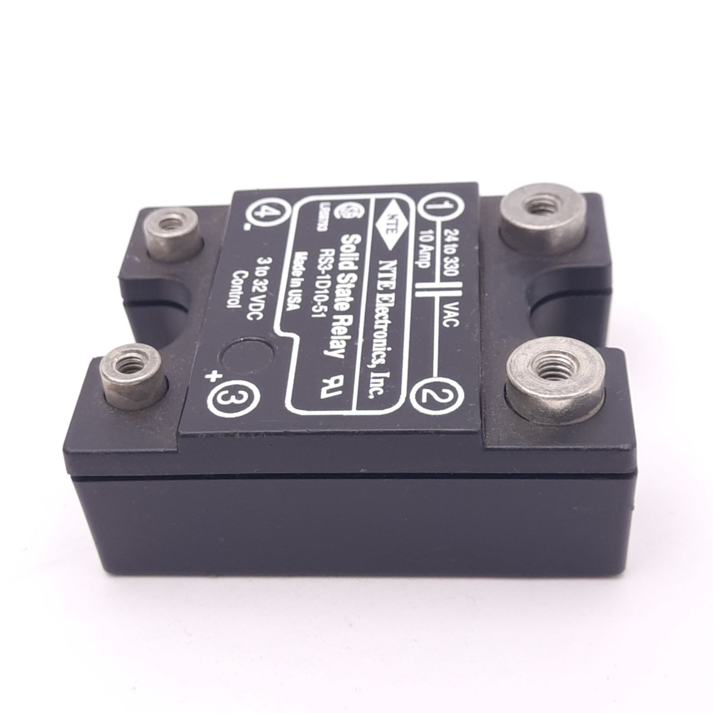 Used NTE Electronics RS3-1D10-51 Solid State Relay, 330VAC 10A Max, 3-32VDC Control