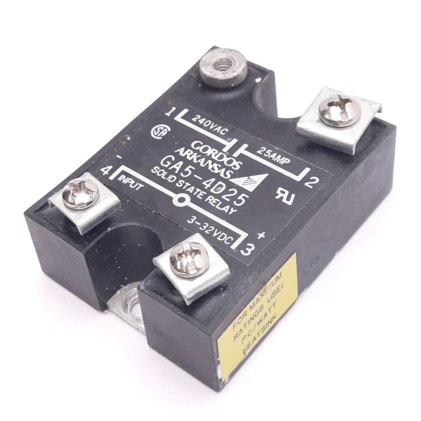 Used Gordos GA5-4D25 Solid State Relay, SPST-NO, 240VAC 25A Max, 3-32VDC Input