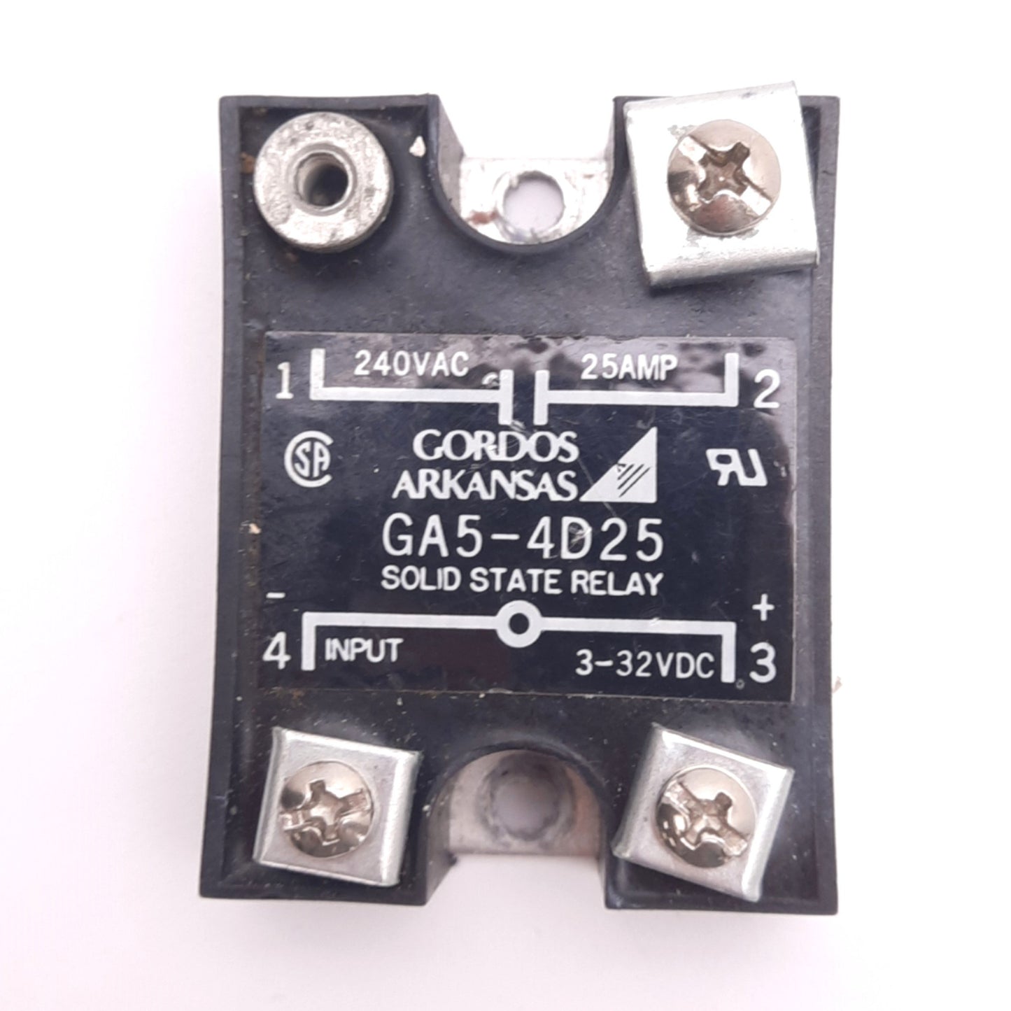 Used Gordos GA5-4D25 Solid State Relay, SPST-NO, 240VAC 25A Max, 3-32VDC Input