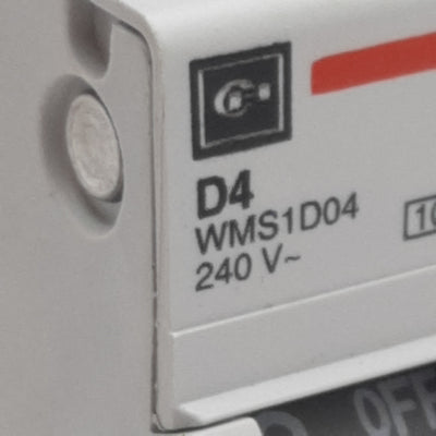 Used Cutler-Hammer WMS1D04 Circuit Breaker, 1-Pole, 4A 240/415VAC, DIN Rail