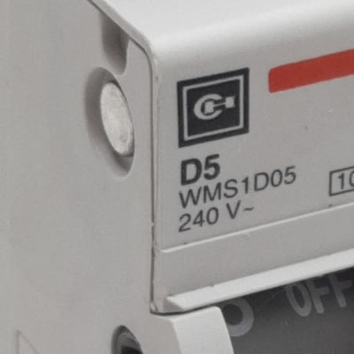 Used Cutler-Hammer WMS1D05 Circuit Breaker, 1-Pole, 5A 240/415VAC, DIN Rail