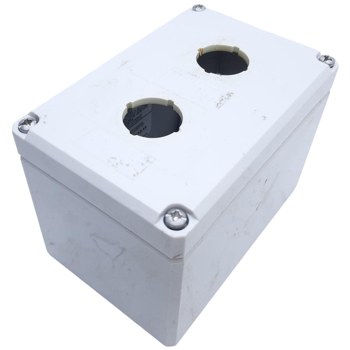 Used Hoffman Q-2PBPCDM Pushbutton Box Enclosure, Outer Dim. 120mm x 80mm *Hole Added*