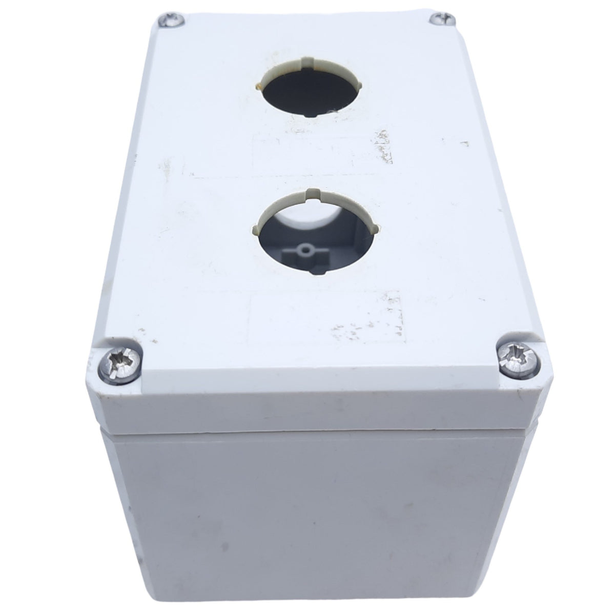 Used Hoffman Q-2PBPCDM Pushbutton Box Enclosure, Outer Dim. 120mm x 80mm *Hole Added*