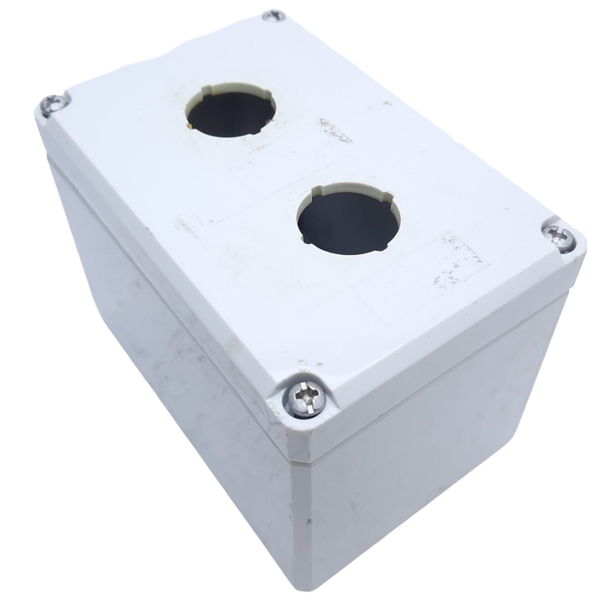 Used Hoffman Q-2PBPCDM Pushbutton Box Enclosure, Outer Dim. 120mm x 80mm *Hole Added*
