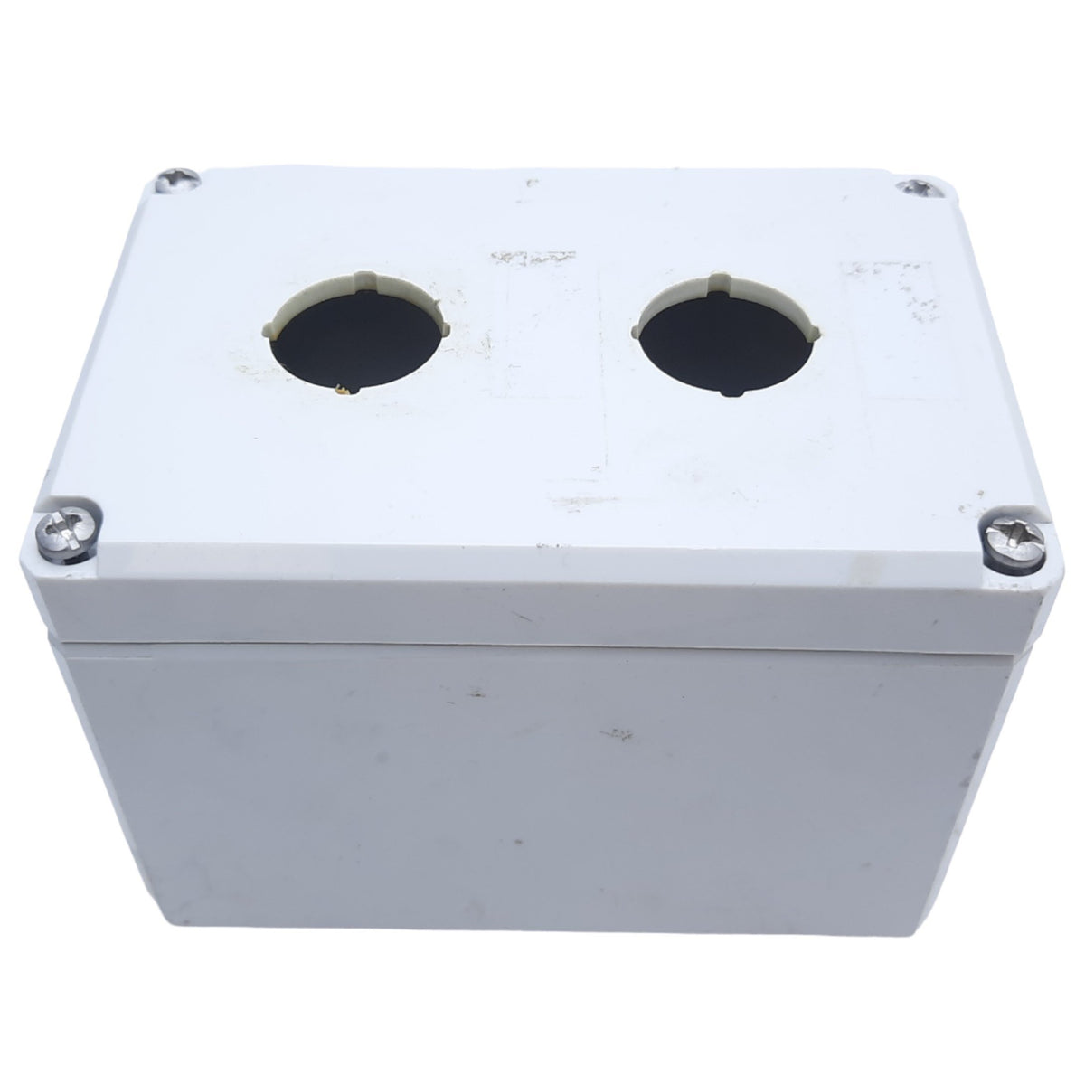 Used Hoffman Q-2PBPCDM Pushbutton Box Enclosure, Outer Dim. 120mm x 80mm *Hole Added*