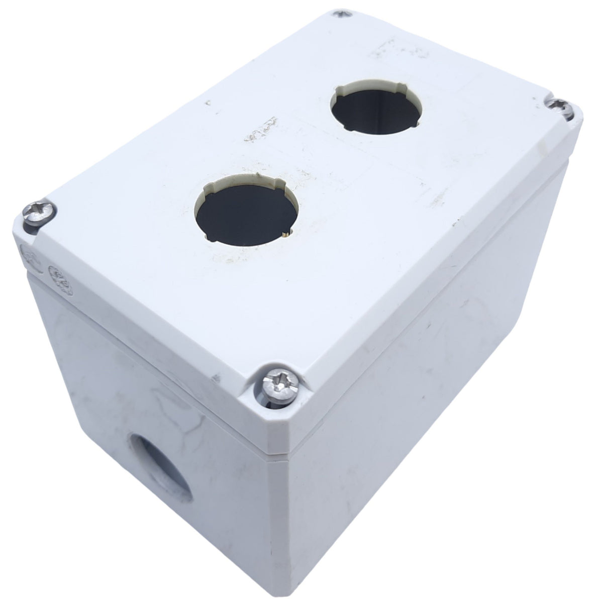 Used Hoffman Q-2PBPCDM Pushbutton Box Enclosure, Outer Dim. 120mm x 80mm *Hole Added*