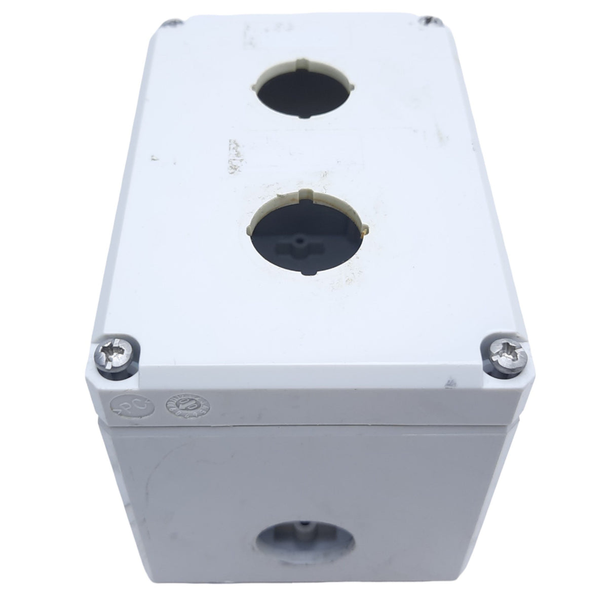 Used Hoffman Q-2PBPCDM Pushbutton Box Enclosure, Outer Dim. 120mm x 80mm *Hole Added*
