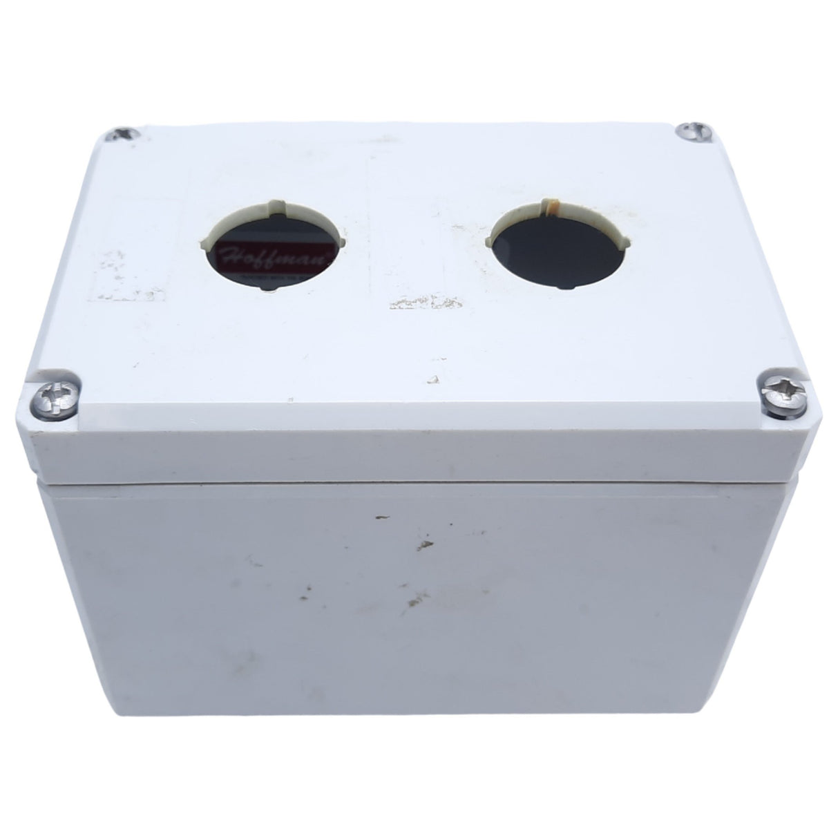 Used Hoffman Q-2PBPCDM Pushbutton Box Enclosure, Outer Dim. 120mm x 80mm *Hole Added*