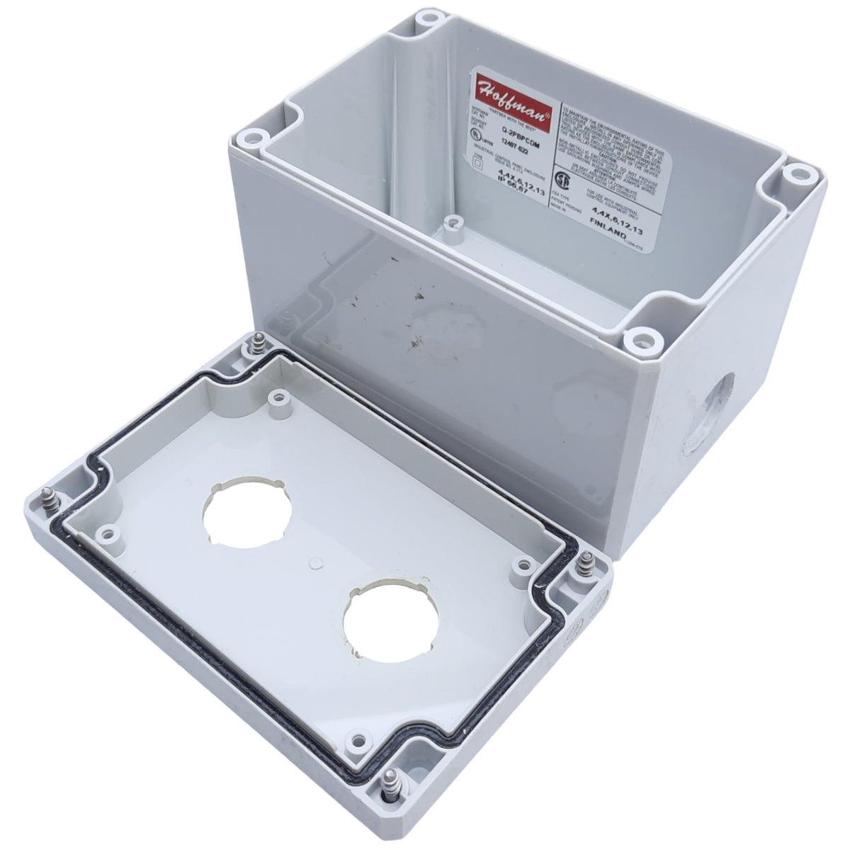 Used Hoffman Q-2PBPCDM Pushbutton Box Enclosure, Outer Dim. 120mm x 80mm *Hole Added*