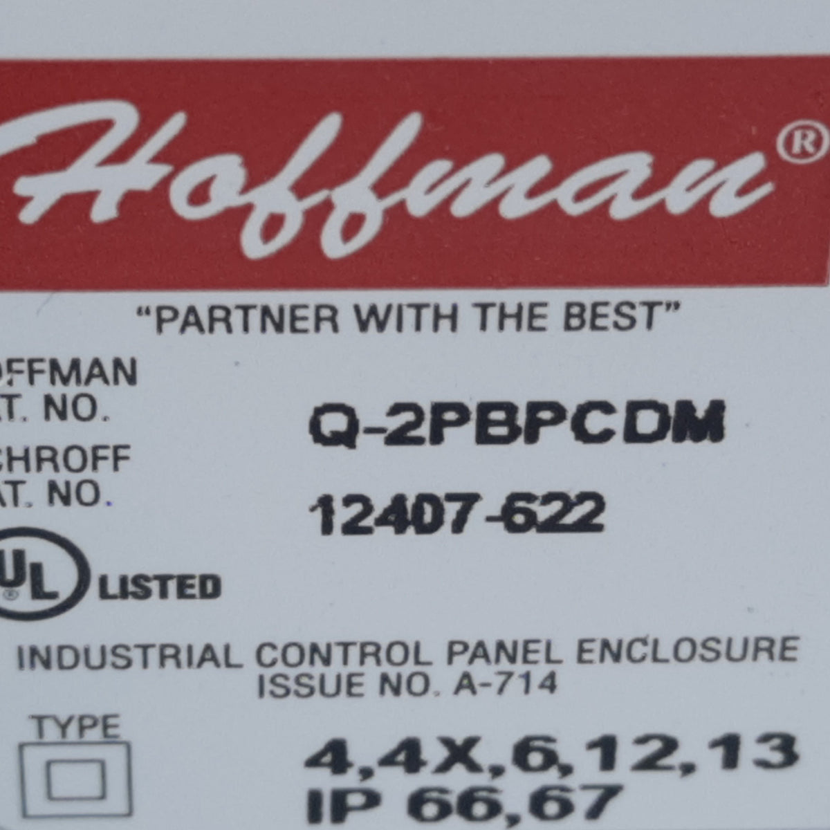 Used Hoffman Q-2PBPCDM Pushbutton Box Enclosure, Outer Dim. 120mm x 80mm *Hole Added*