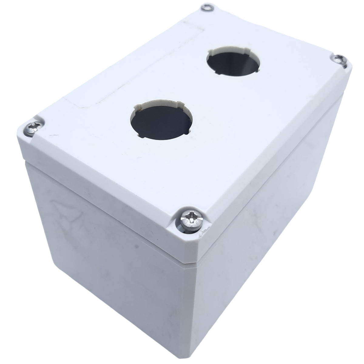 Used Hoffman Q-2PBPCDM Pushbutton Box Enclosure, Outer Dim. 120mm x 80mm *Added Hole"