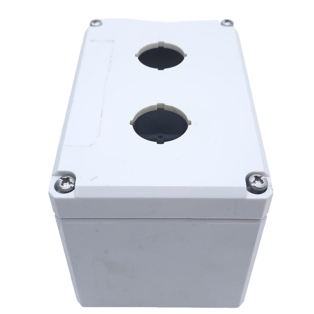 Used Hoffman Q-2PBPCDM Pushbutton Box Enclosure, Outer Dim. 120mm x 80mm *Added Hole"