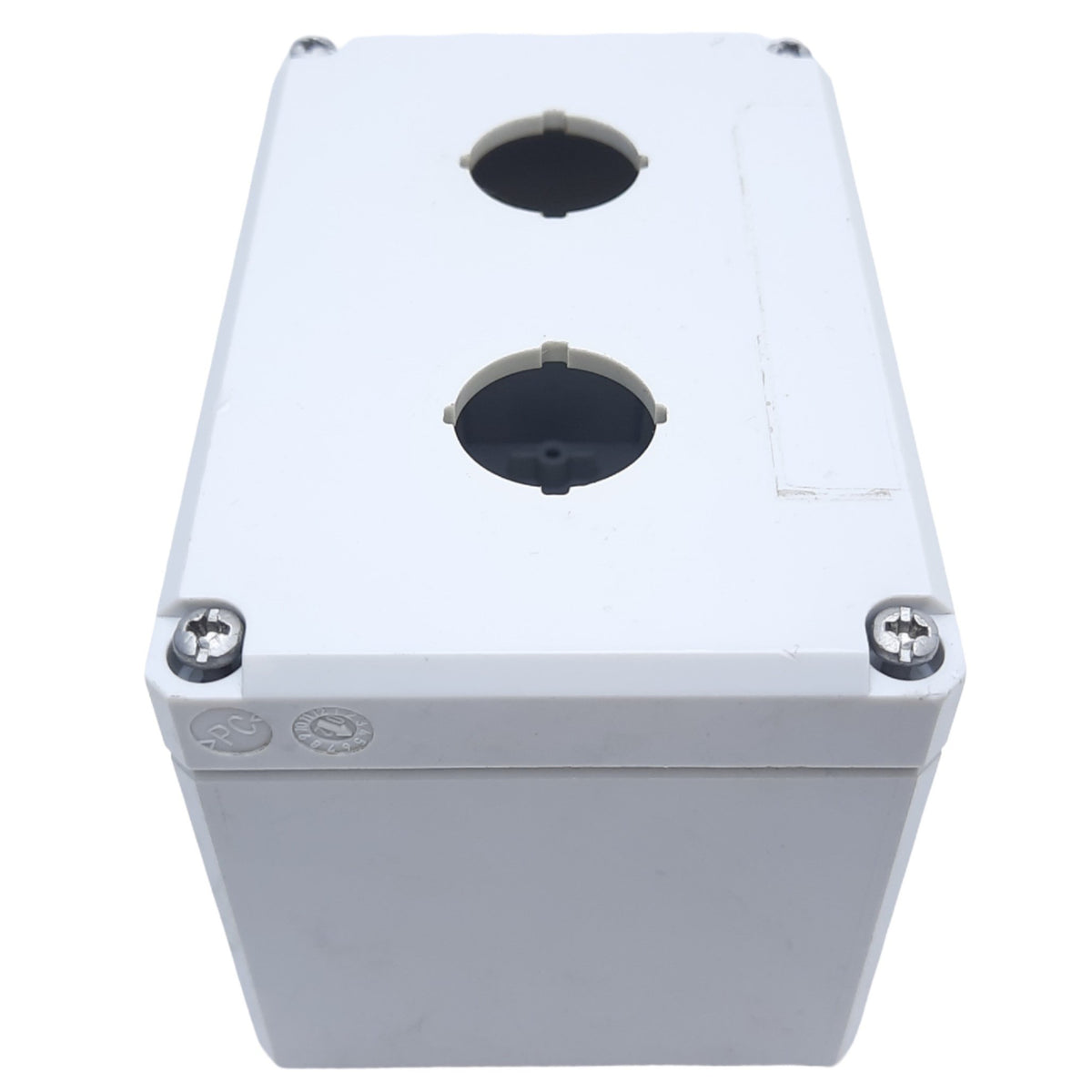 Used Hoffman Q-2PBPCDM Pushbutton Box Enclosure, Outer Dim. 120mm x 80mm *Added Hole"